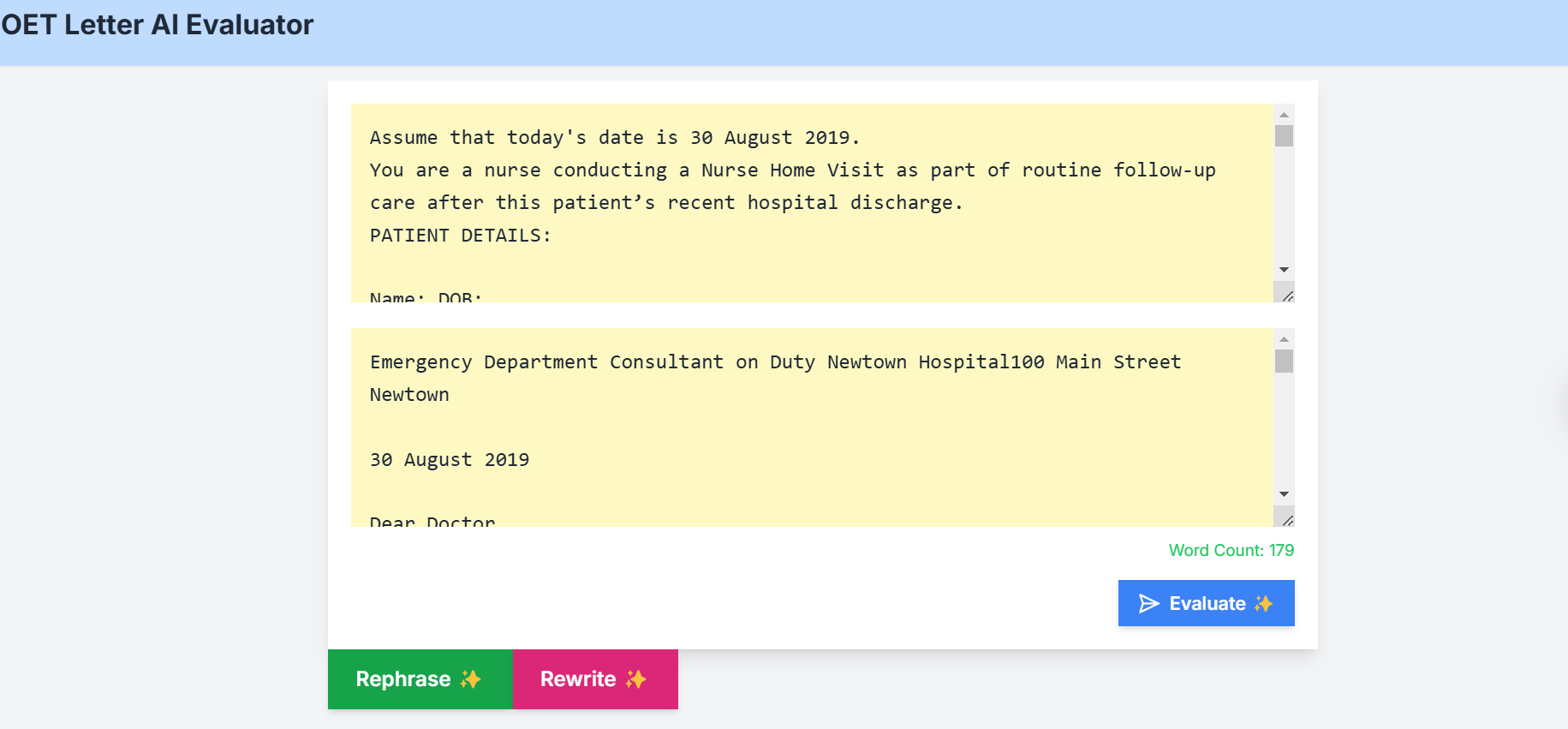 OET Letter Evaluator AI